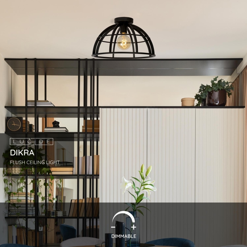 Lucide DIKRA - Zapustené stropné svietidlo - 1xE27 - Čierne